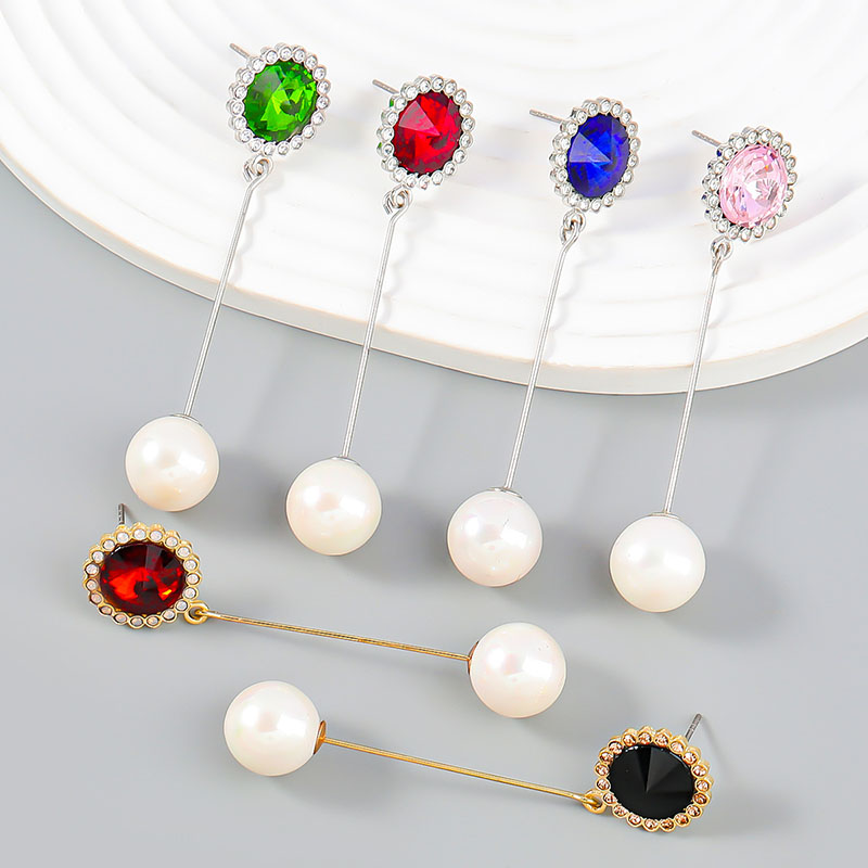 Wholesale Fashion Simple Korean Alloy With Diamonds And Pearls Round Earrings