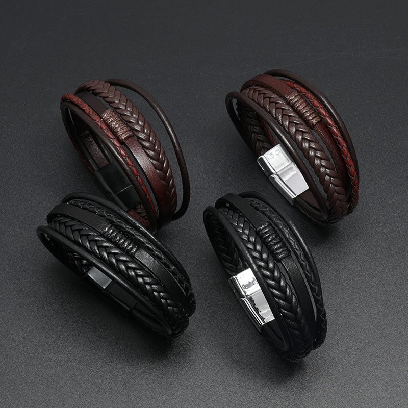 Minimalist Hand-woven Multi-layer Leather Men's Bracelet
