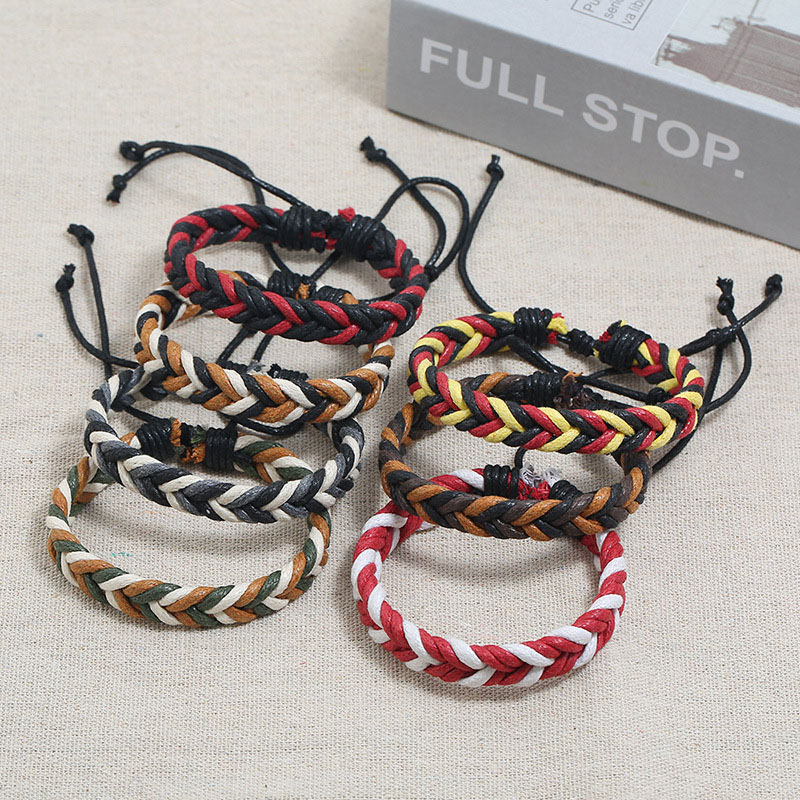 Colorful Waxed Cord Couple Ethnic Handmade Bracelet