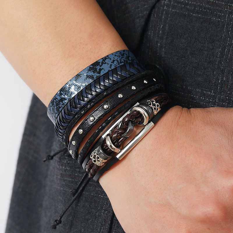 Braided Multi-layer Leather Fashion Trend Four-piece Bracelet