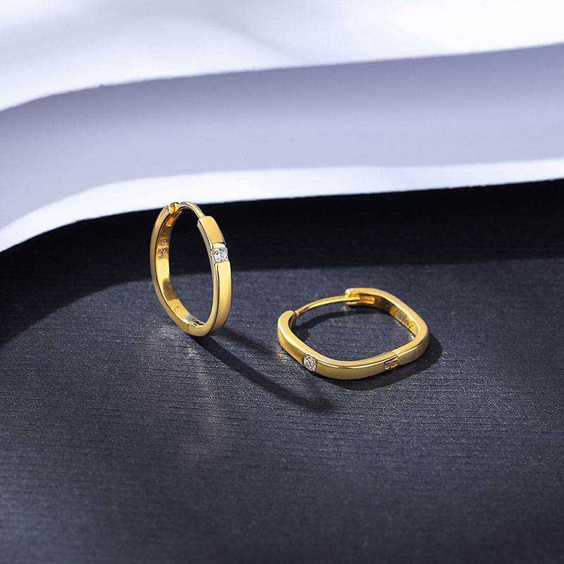 Wholesale Sterling Silver 925 Plated 14k Gold Simple Round Gold Earrings Buckle