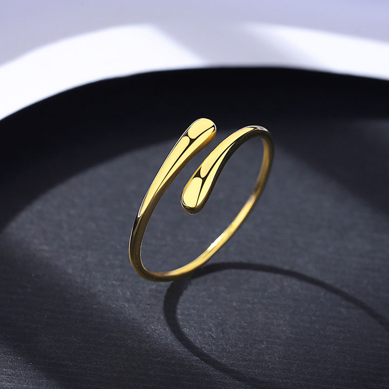 Wholesale Adjustable S925 Sterling Silver Openings Korean Simple Fashion Teardrop Ring
