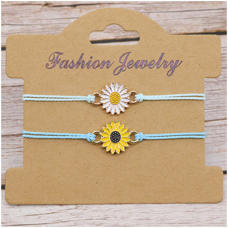 Wholesale Sunflower Daisy Wax Thread Braided Chrysanthemum Bracelet Multi-color Optional