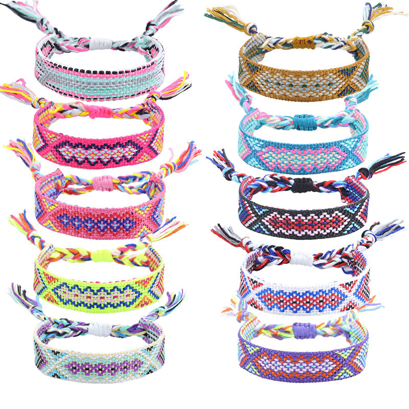 Wholesale Nepalese Ethnic Braided Colorful Tassel Lucky Friendship Bracelet