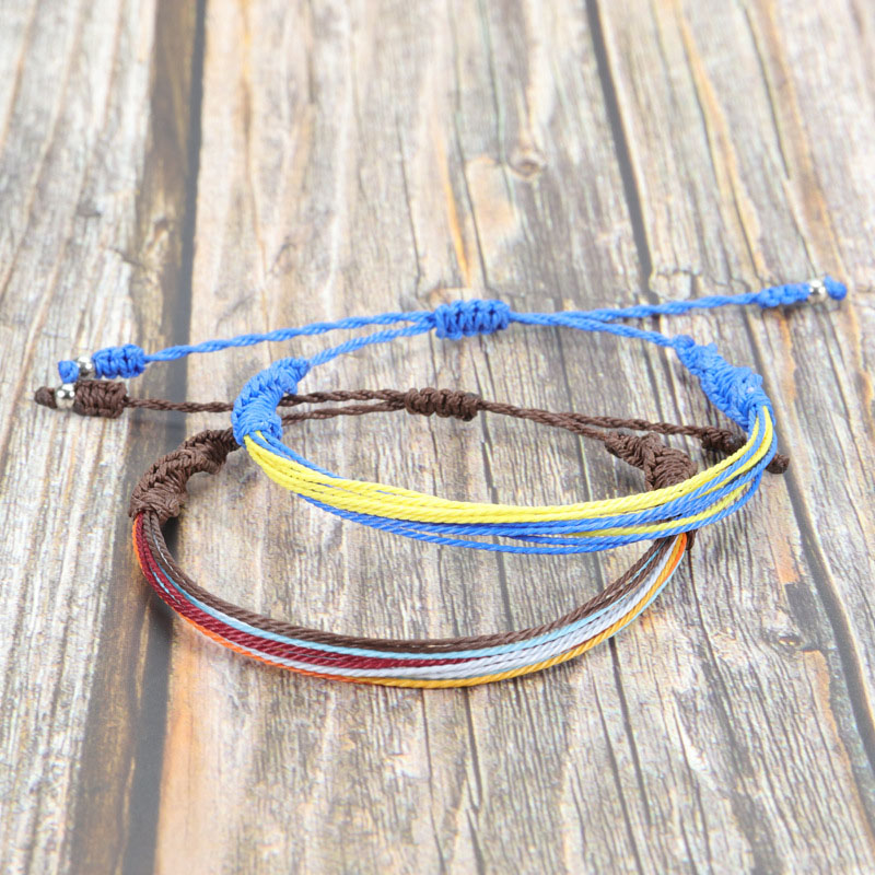 Wholesale Blue Yellow Waxed Yarn Braided Ukraine Bracelet