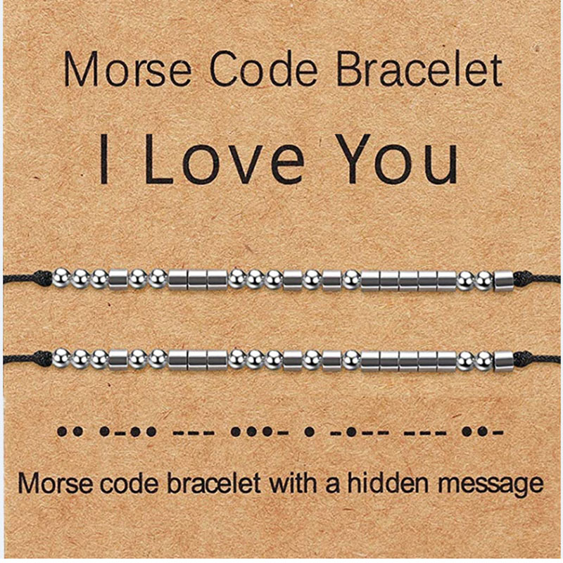 Wholesale Christmas Thanksgiving Morse Code Couple Bracelets