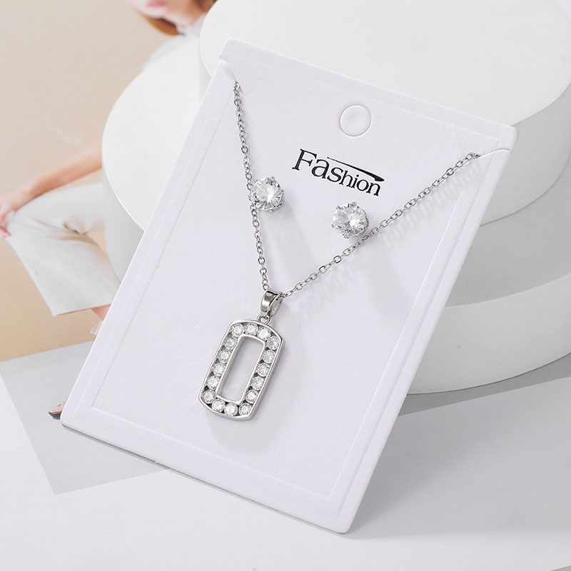 Wholesale Simple Square Hollow Full Diamond Zircon Necklace