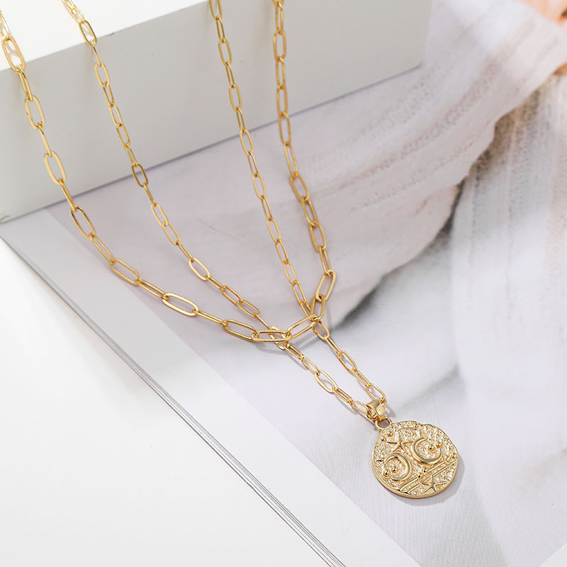 Wholesale Double Removable Star And Moon Simple Color Preserving Gold Necklace Set