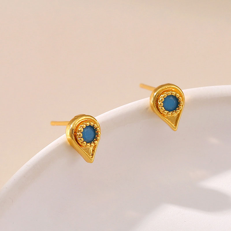 Wholesale Turquoise Drops French Eyes Vintage Earrings 18k Gold Plated
