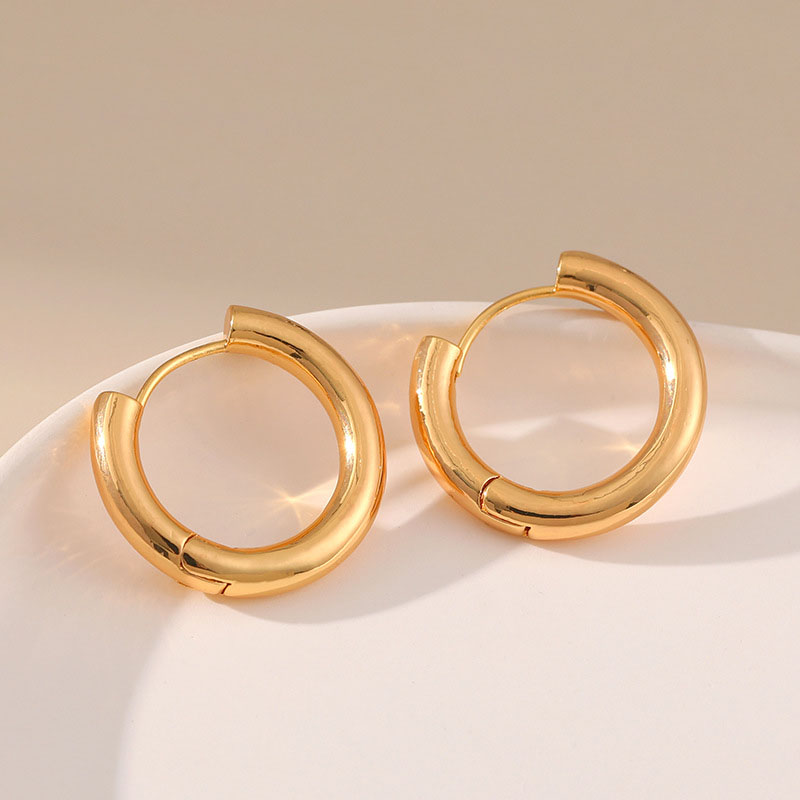 Wholesale 18k Real Gold Plated Single Hoop Minimalist Earrings