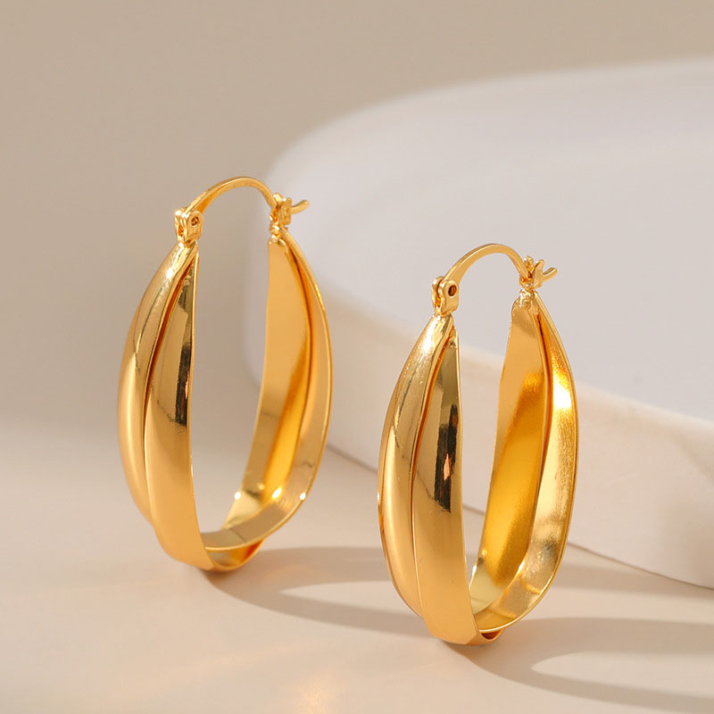 Wholesale Electroplated Gold Plated Multilayer Large Circle 18k Gold Plated Earrings