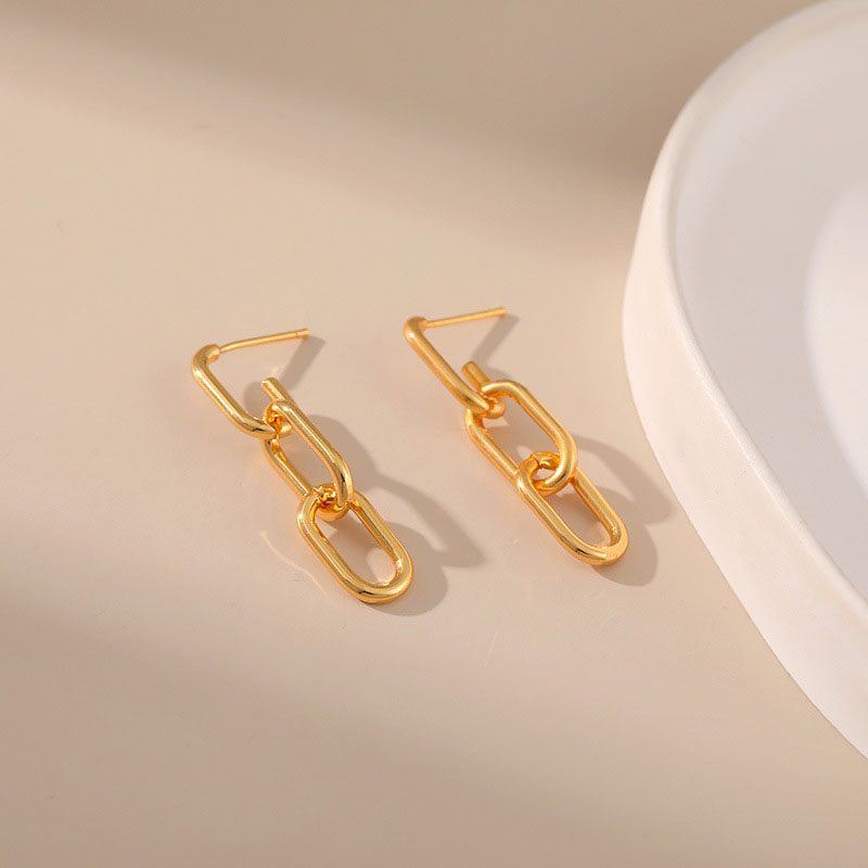 Wholesale Geometric Simple Chain Dangle Fashion Earrings