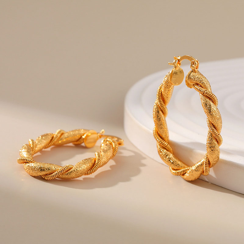 Wholesale French Twist Vintage Twisted Circle Earrings With 18k Real Gold Plating