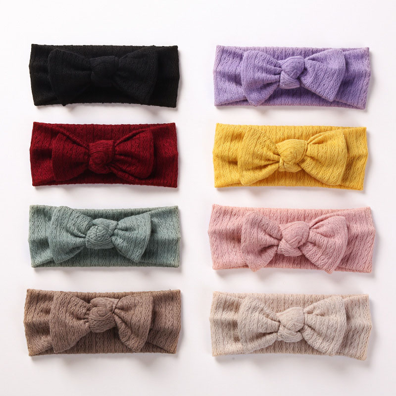 Jacquard Vertical Pattern High Elasticity Bow Wide Edge Baby Headband Supplier