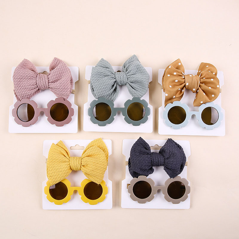 Cotton Striped Bow Baby Hairband Sunglasses Two-piece Set Supplier