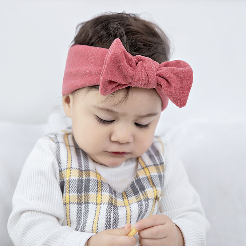 Winter Faux Cashmere Bow High Elasticity Knotted Baby Headband Supplier