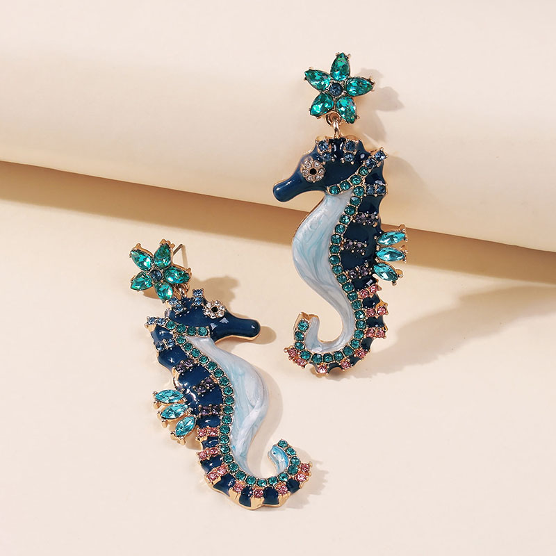 Fashionable Oil Drip Seahorse Animal Earrings Manufacturer