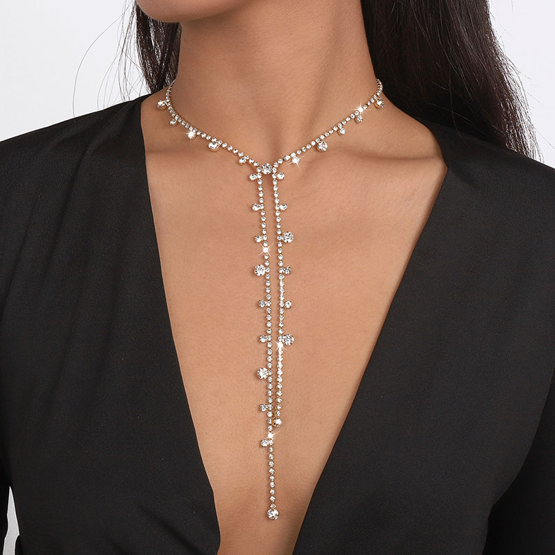 Sexy Long Rhinestone Tassel Minimalist Vintage Necklace Back Chain Manufacturer