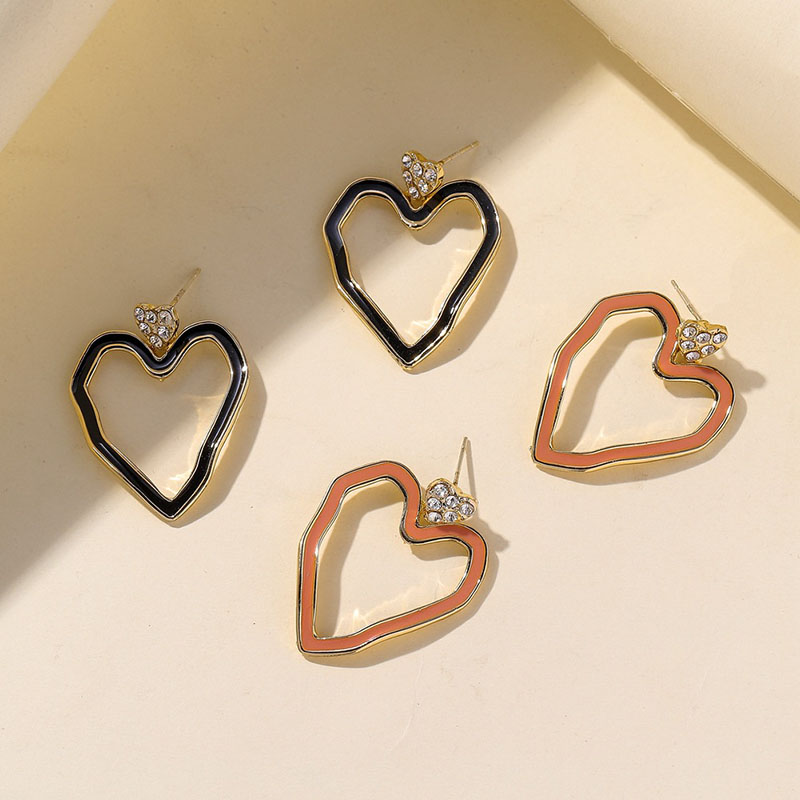 Korean Version Full Of Diamonds Irregular Simple Heart-shaped Oil Drop Earrings Supplier