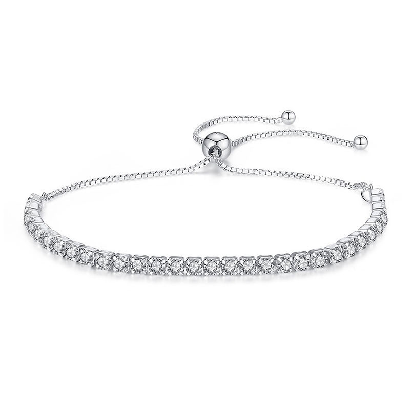 Wholesale Crystal Light Luxury With Zircon Claw Stone Chain Adjustable Alloy Rhinestone Bracelet