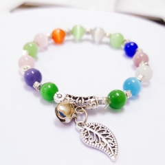 Wholesale Natural Agate Cat's Eye Stone Colorful Crystal Ethnic Bracelet