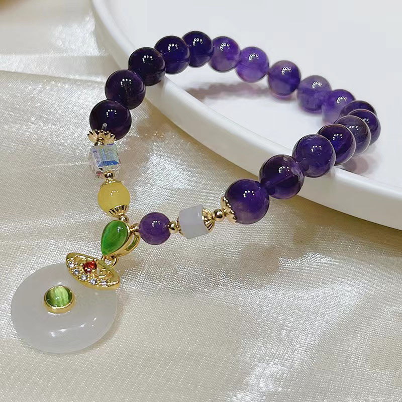 Wholesale Natural Amethyst Ethnic Pendant Crystal Bracelet