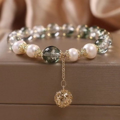 Wholesale Ethnic Retro Imitation Green Ghost Beads Freshwater Pearl Bracelet