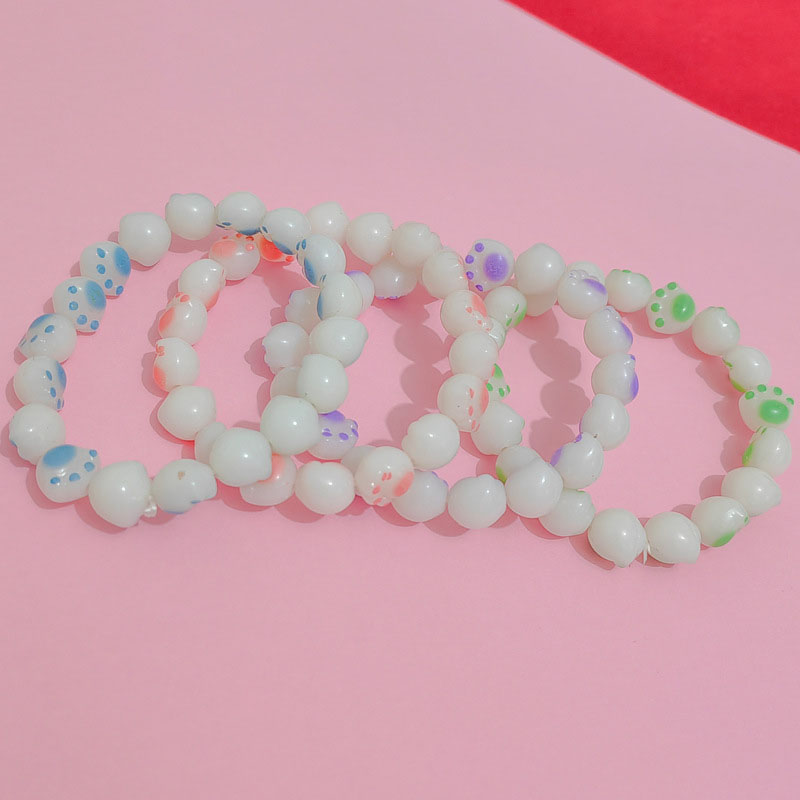 Wholesale Imitation White Jade Bodhi Root Colorful Charcoal Baked Cat Claw Bracelet