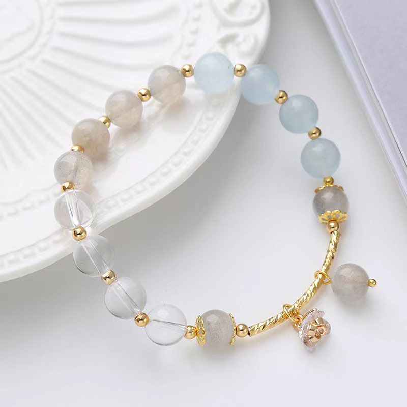 Wholesale Natural Gypsum Round Beads Moonstone White Crystal 8mm Japanese And Korean Bracelets