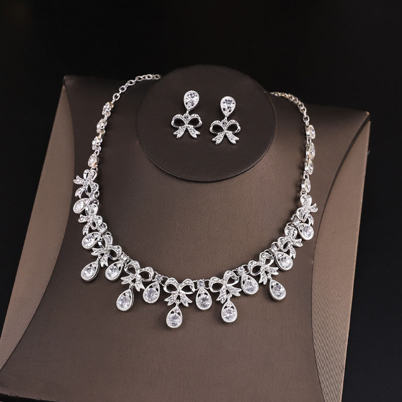 Two Sets Of Diamond Alloy Necklace And Earrings Vendors