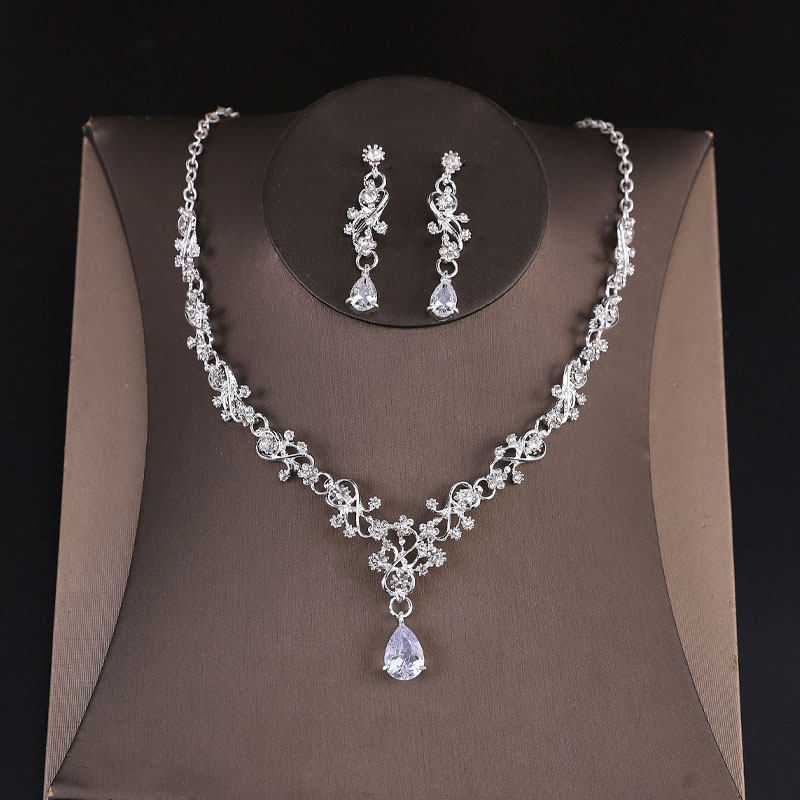 Bride Zircon Necklace Earrings Two-piece Set Vendors