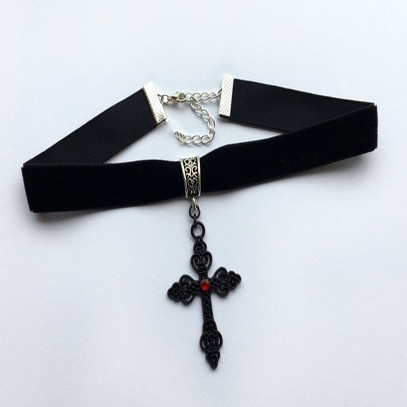 Gothic Cross Black Velvet Collar Suppliers