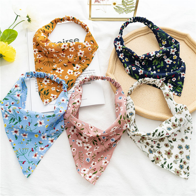 Wholesale Jewelry Floral Headband Thin Floral Fabric Triangle Towel