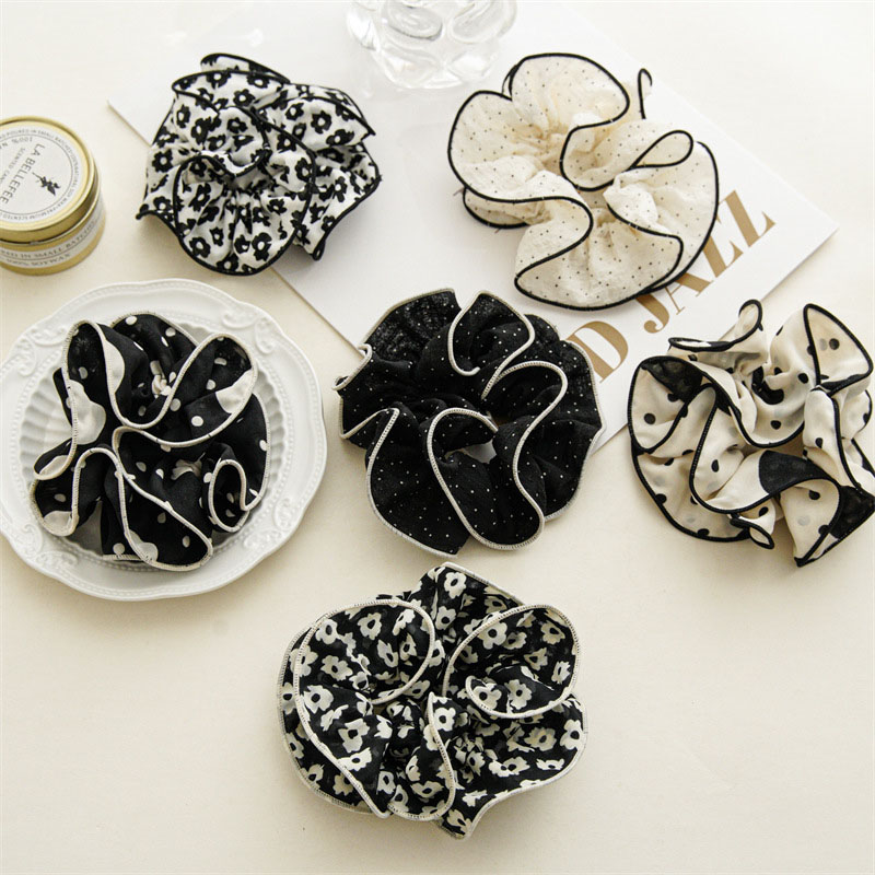 Wholesale Jewelry Cloth Ruffled Floral Large Intestine Hair Band French Elegant Hair Band