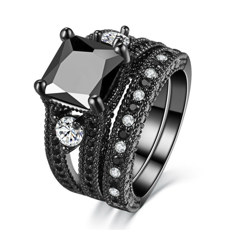 Luxury Black Gold Black Nano Zirconia Black Gold Plated Ring Manufacturer