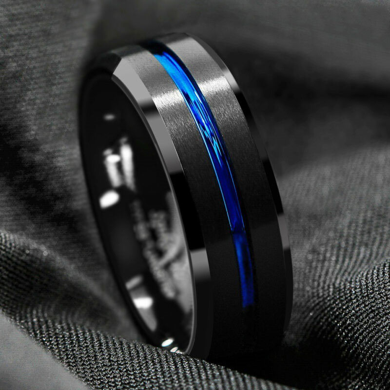 Two-tone Stainless Steel Fashion Ring With Stream And Blue Manufacturer