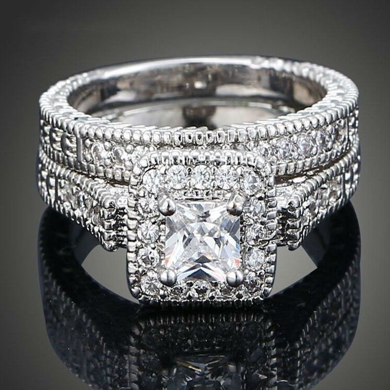 Zircon Square Diamond Popular Luxury Double Set Ring Manufacturer