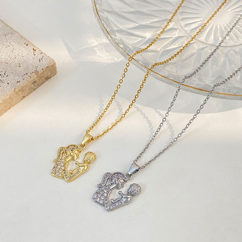 Mother's Day Vintage Fashion Mother And Child Embrace Pendant Clasp Chain Manufacturers