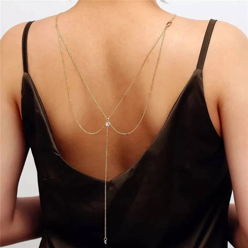 Fashion Sexy Body Chain Simple Rhinestone Pendant Back Chain Vendors