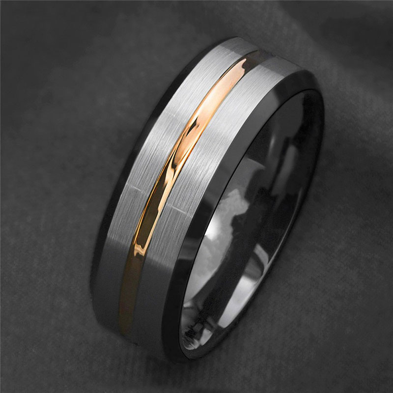 Wholesale Double Beveled Edge Between The Blue Between The Gold Ring