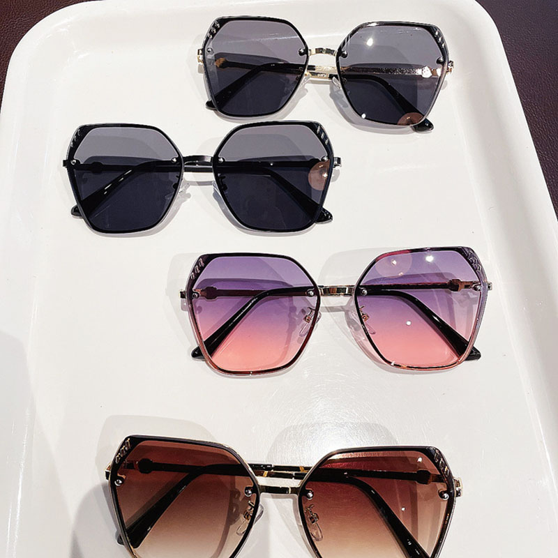 Frameless Cut Edge With Flowers Large Frame Uv Protection Fashion Sunglasses Distributors