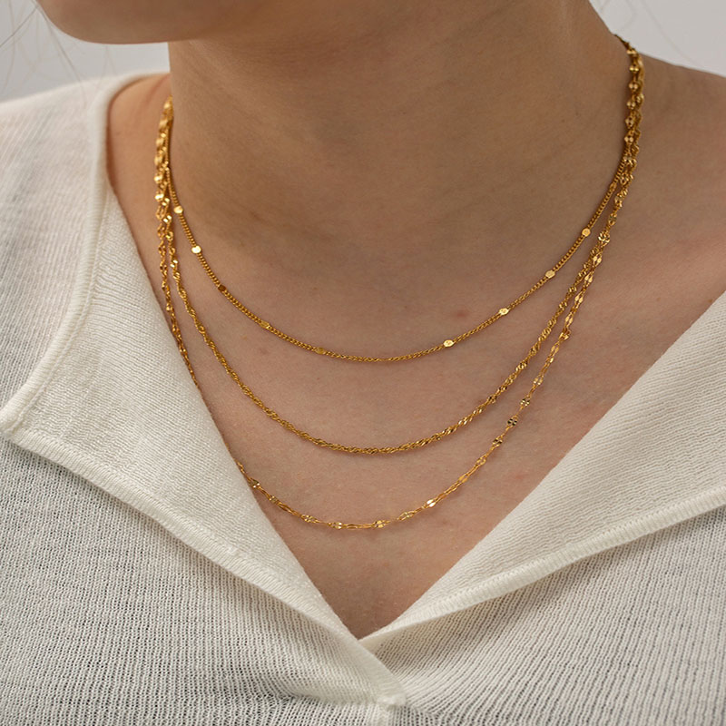 18k Gold Plated Triple Layer Fashion Titanium Steel Non-fading Necklace Distributors