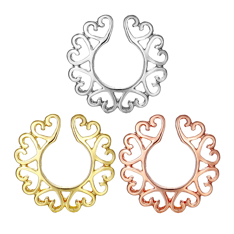 Electroplated Multiple Peach Heart Combination Rodless False Breast Ring Suppliers
