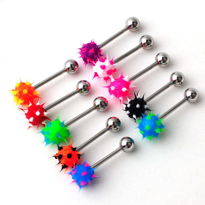 Hairy Ball Stainless Steel Body Piercing Silicone Tongue Studs Vendors