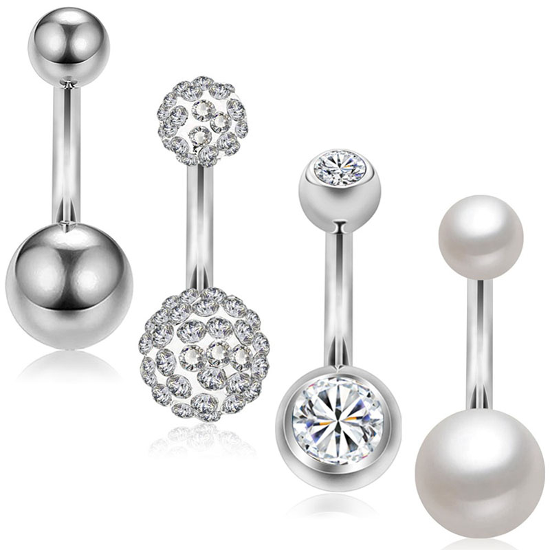 Body Piercing Set Of Stainless Steel Pearl Short Umbilical Spikes Vendors