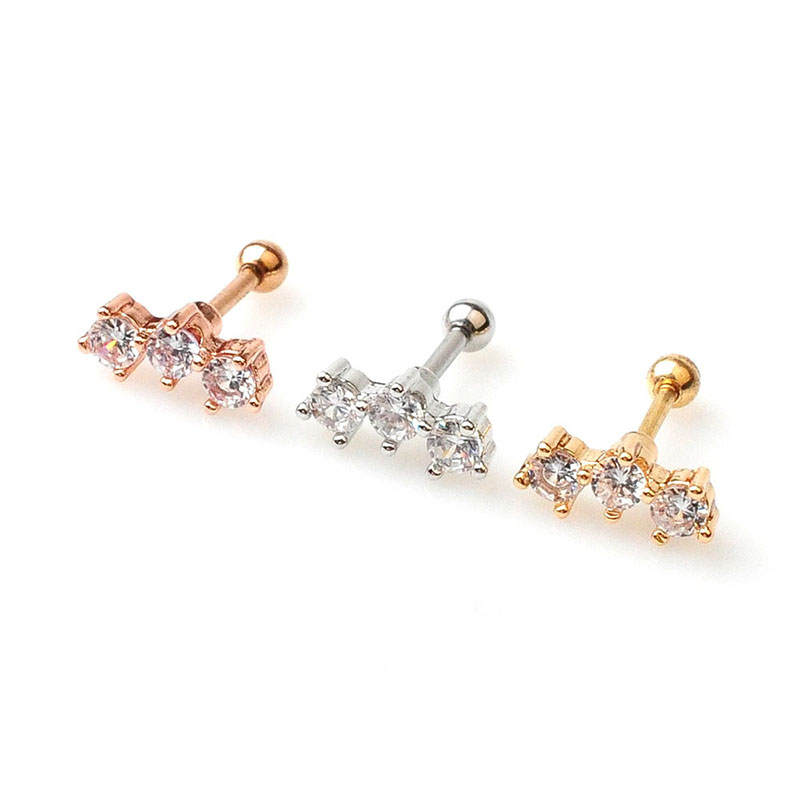 Zircon Stainless Steel Threaded Minimalist Ear Bone Studs Vendors