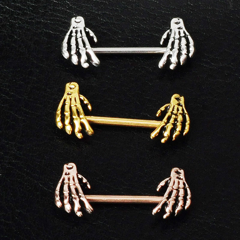 Electroplated Skull Hands Stainless Steel Pierced Nipple Ring Vendors