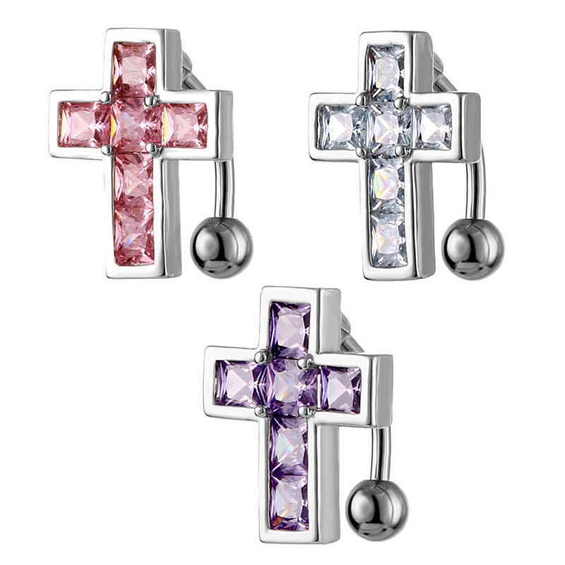 Piercing With Zirconia Cross Upside Down Belly Button Studs Vendors
