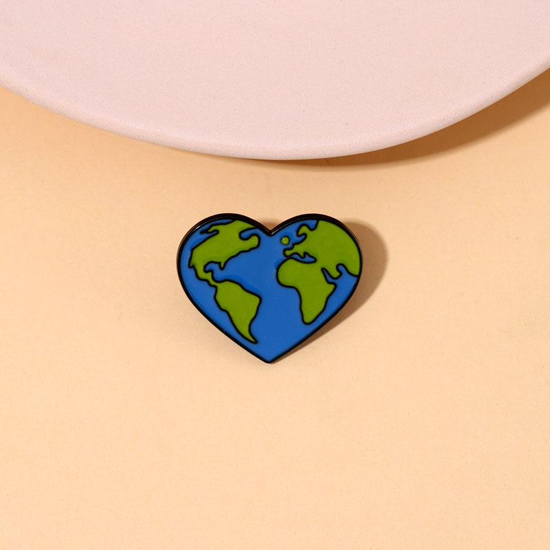 Care For The Environment Blue Heart Eco-friendly Alloy Brooch Distributor