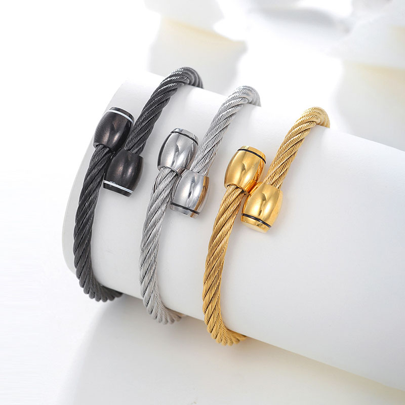Wholesale Jewelry Titanium Steel Wire Hip-hop Punk Opening Adjustable Oil Drip Bracelet